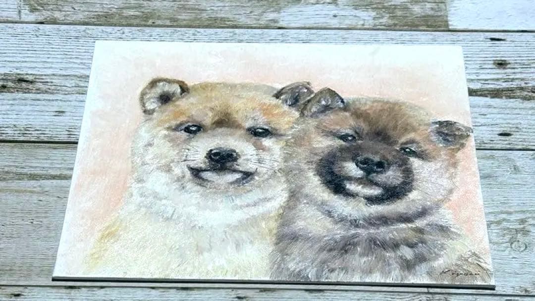 柴犬　【油絵】　20.32cm×25.4cm