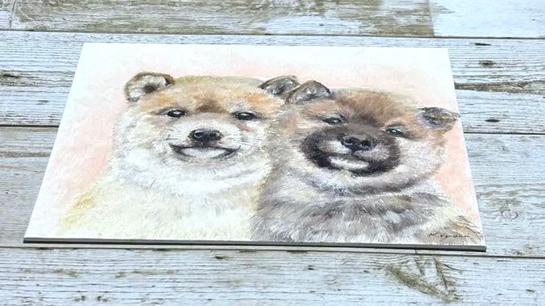 柴犬　【油絵】　20.32cm×25.4cm