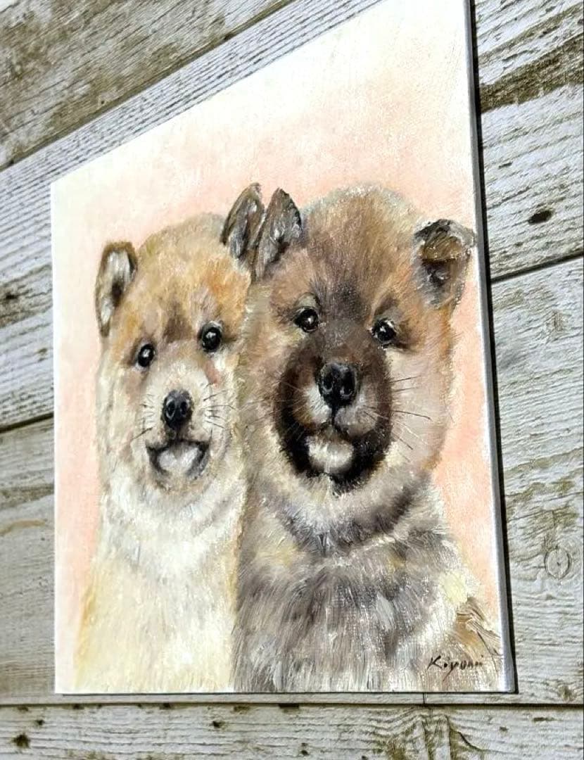 柴犬　【油絵】　20.32cm×25.4cm