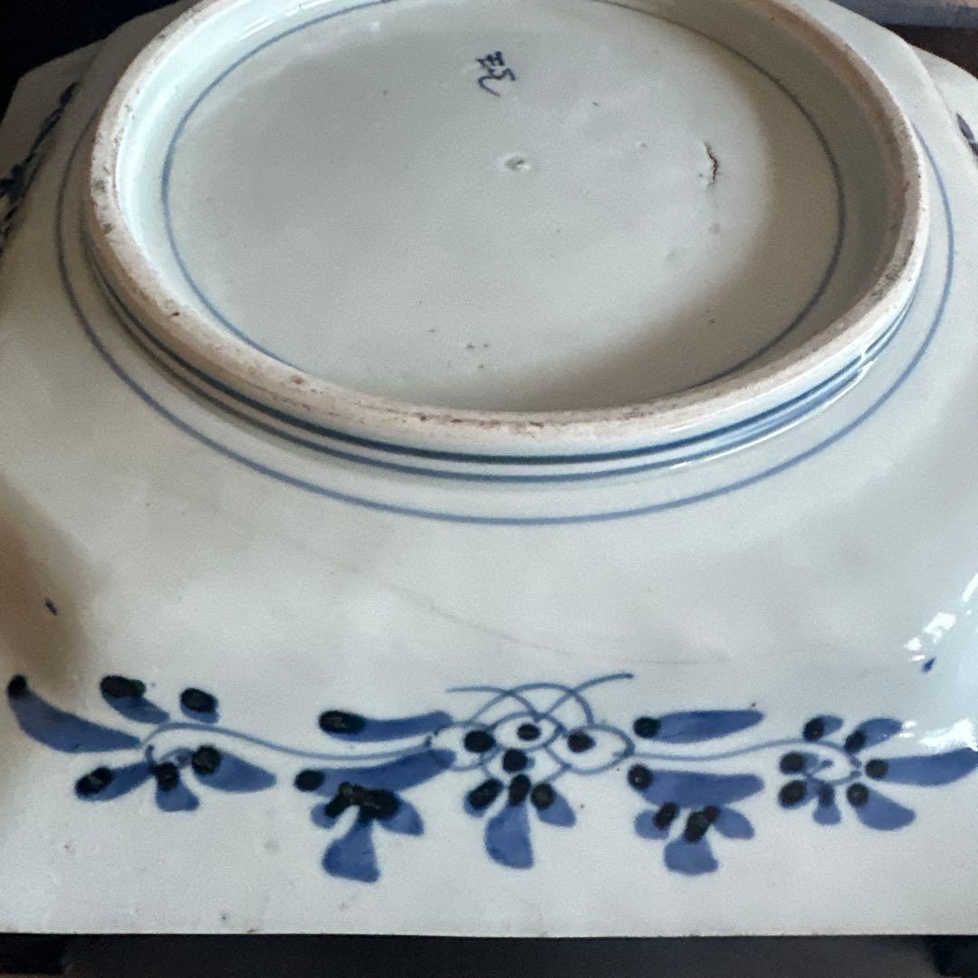 ヴィンテージ素敵すぎる青と白の八角形陶器皿