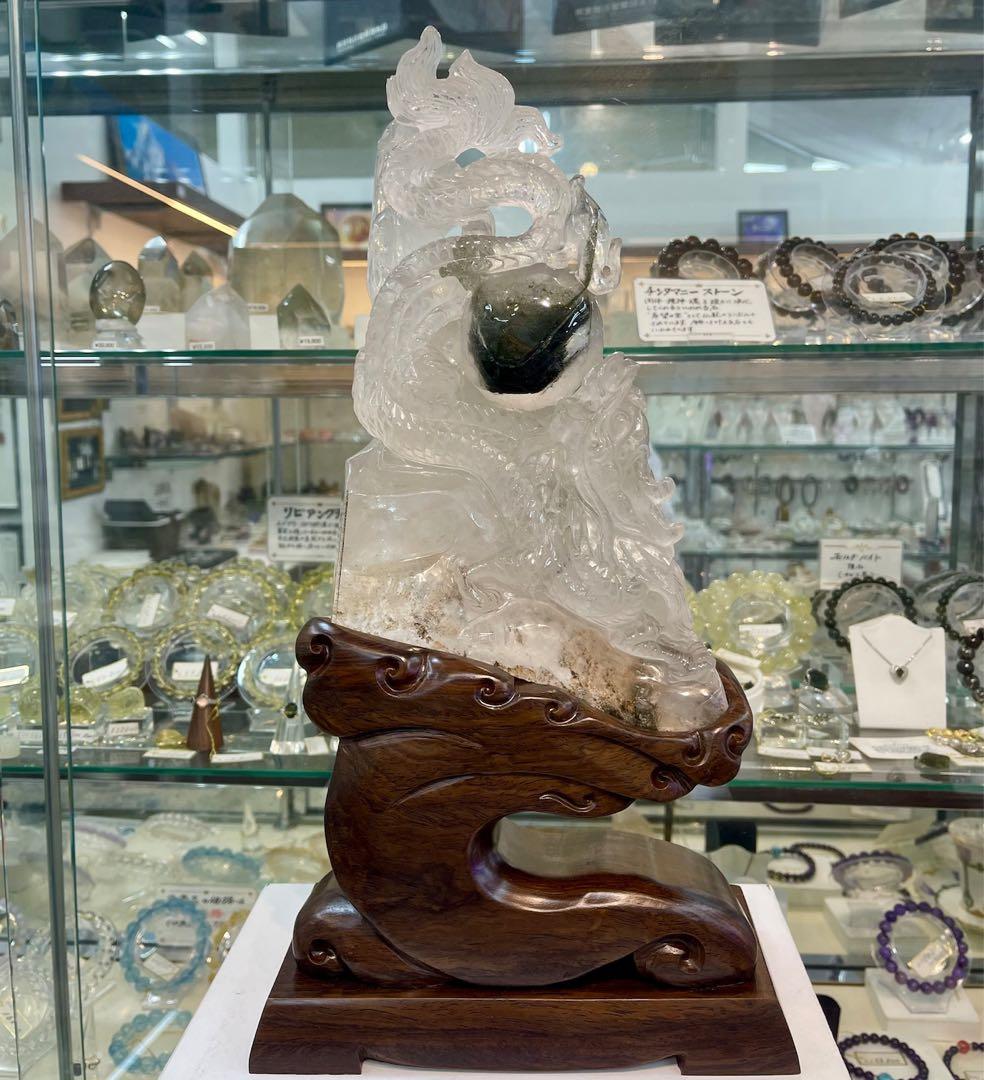 厳選　水晶昇龍　透かし彫り　巨大水晶龍41cm 極上品ガーデンファントム水晶