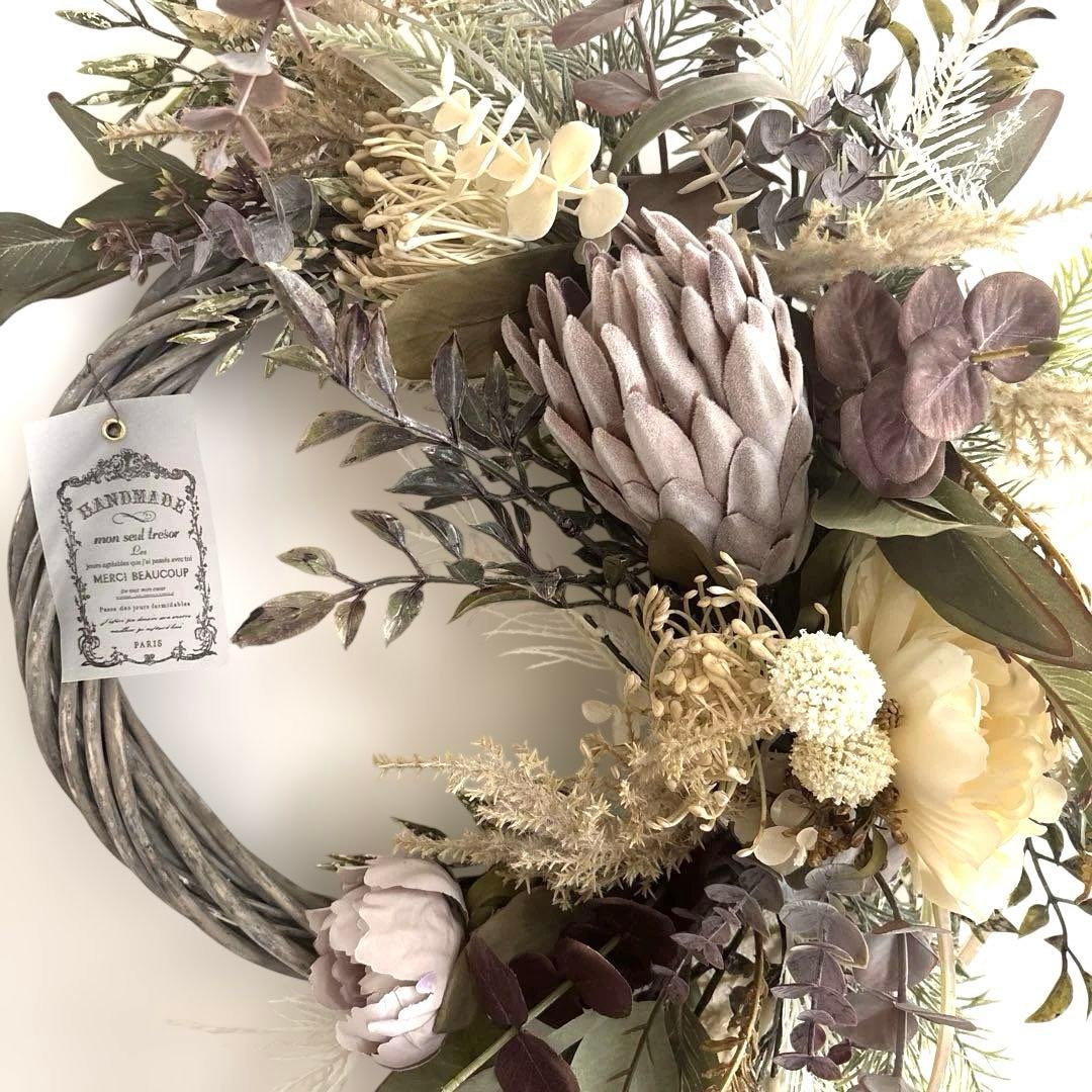 ＊フラワーリー＊超特大　プロテア　ネイティブフラワー　プロテアのナチュラルリース