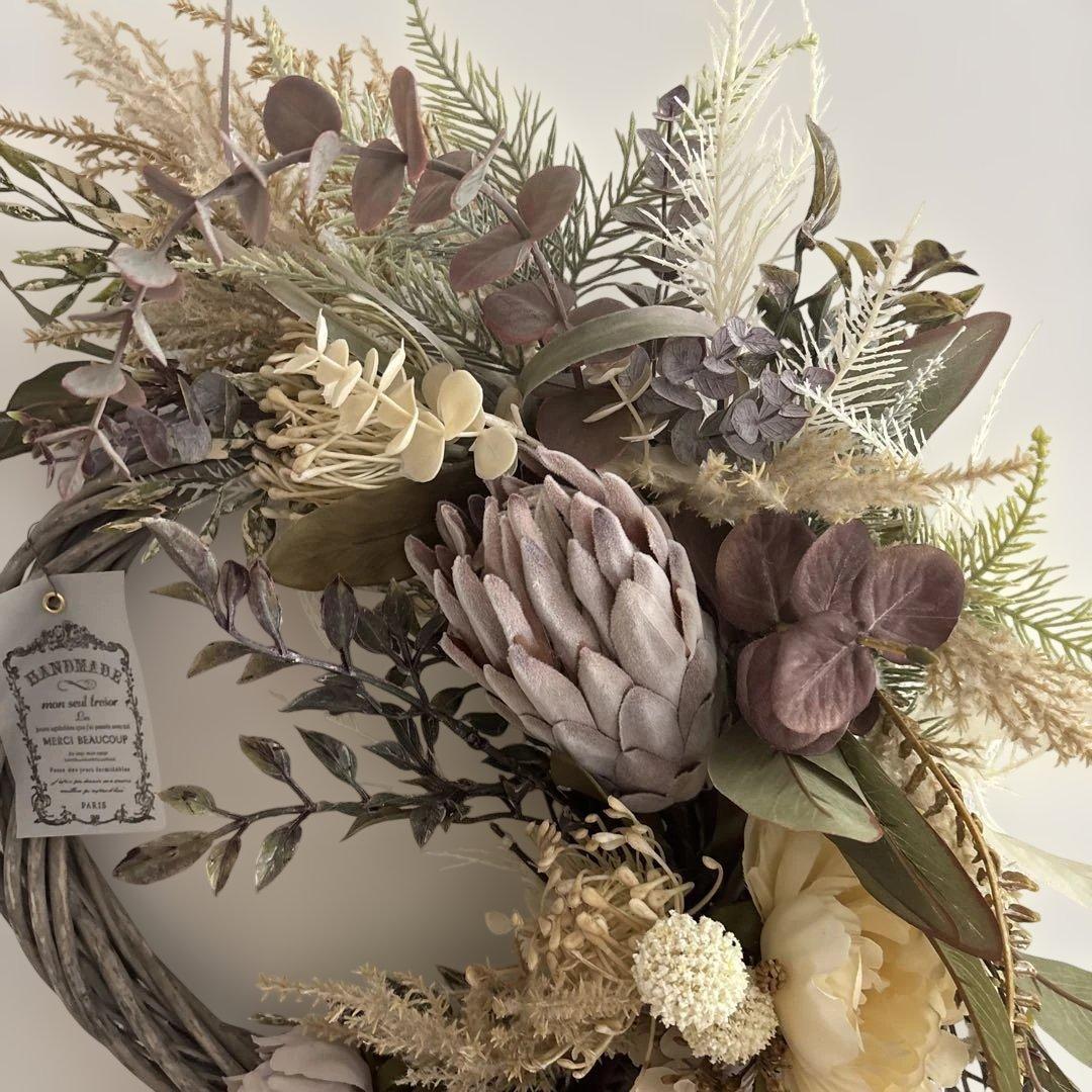 ＊フラワーリー＊超特大　プロテア　ネイティブフラワー　プロテアのナチュラルリース