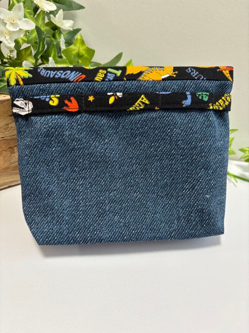 ハンドメイド移動ポケット(マチあり)★男の子　大きな働く車(アイボリー)