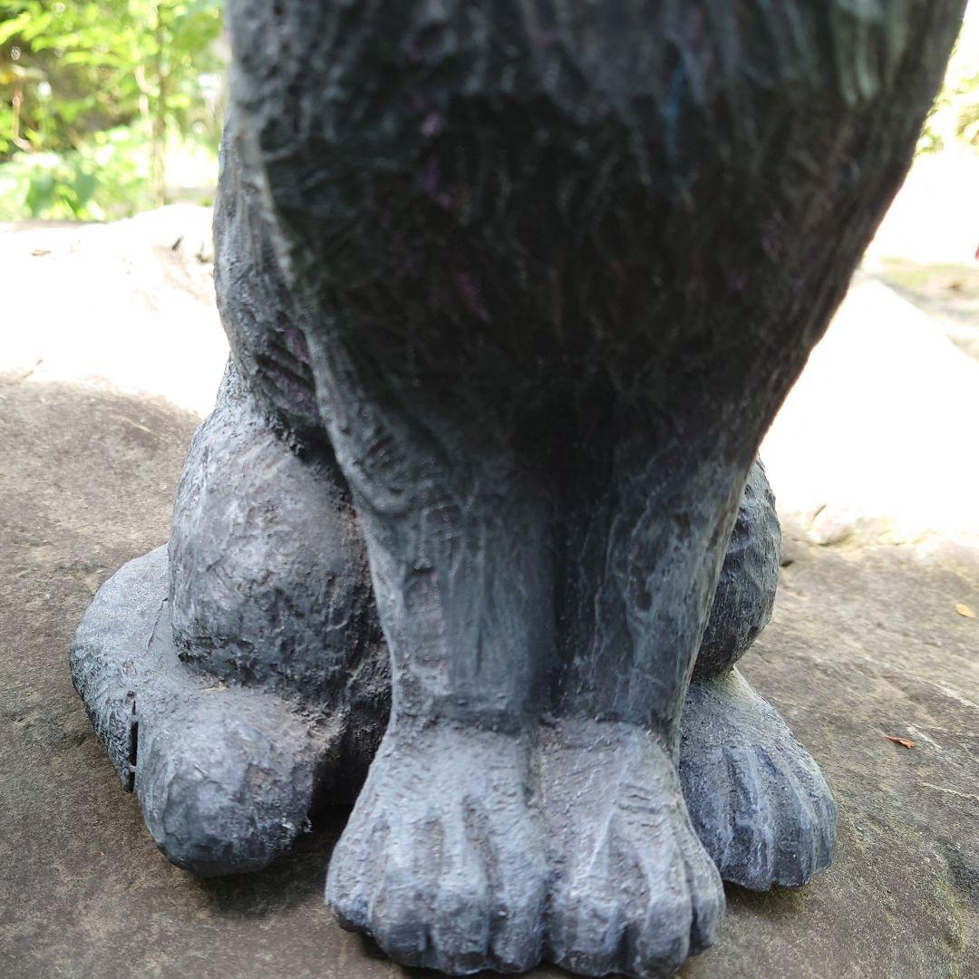 木製 　黒猫　 彫刻 　お座り猫　クロネコ 手彫り