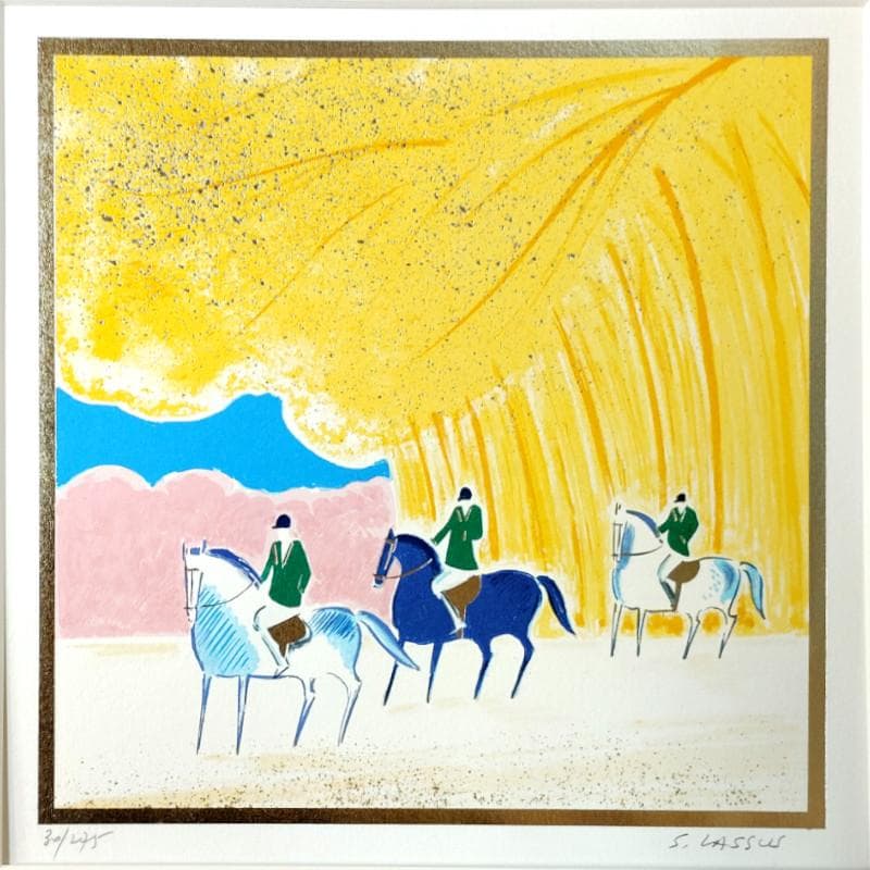 ☆セルジュ・ラシス☆「乗馬風景」新品35ｃｍ角額！