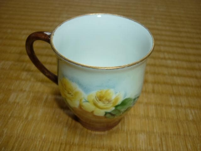 1900年頃ドイツ製◆初期 ババリア 黄色い薔薇 手書き カップ＆ソーサー6客組