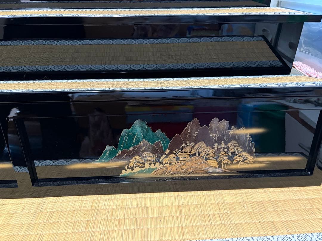 【送料込み】雛人形 七段飾り 台②畳台 黒塗り 組立式 横幅120cm 雛壇