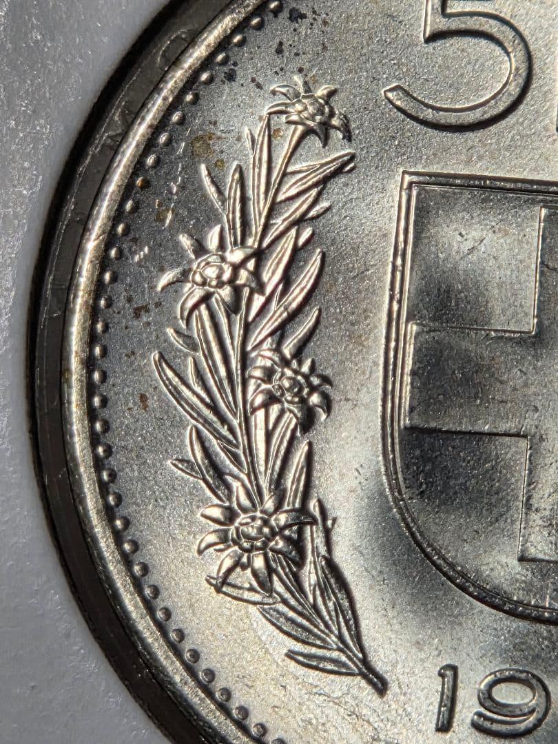 (稀少 完全未使用)スイス連邦　農夫像　5フラン銀貨　1965 B