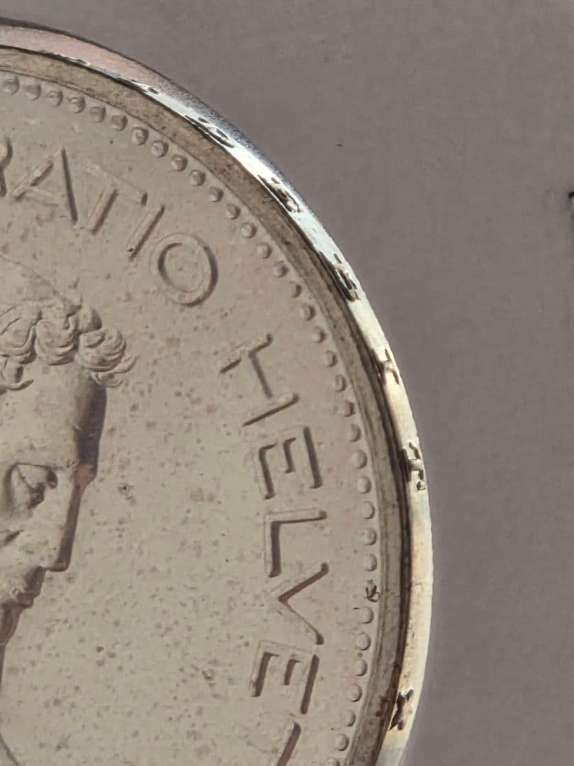 (稀少 完全未使用)スイス連邦　農夫像　5フラン銀貨　1965 B