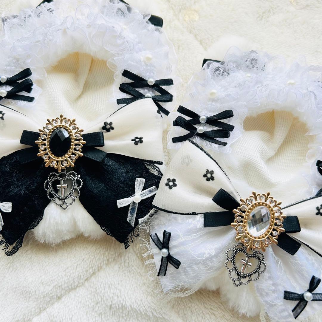 《ペア割引》ぬい服 着ぐるみ 10cm　にじぱぺっと　ヘッドドレス付　白黒set