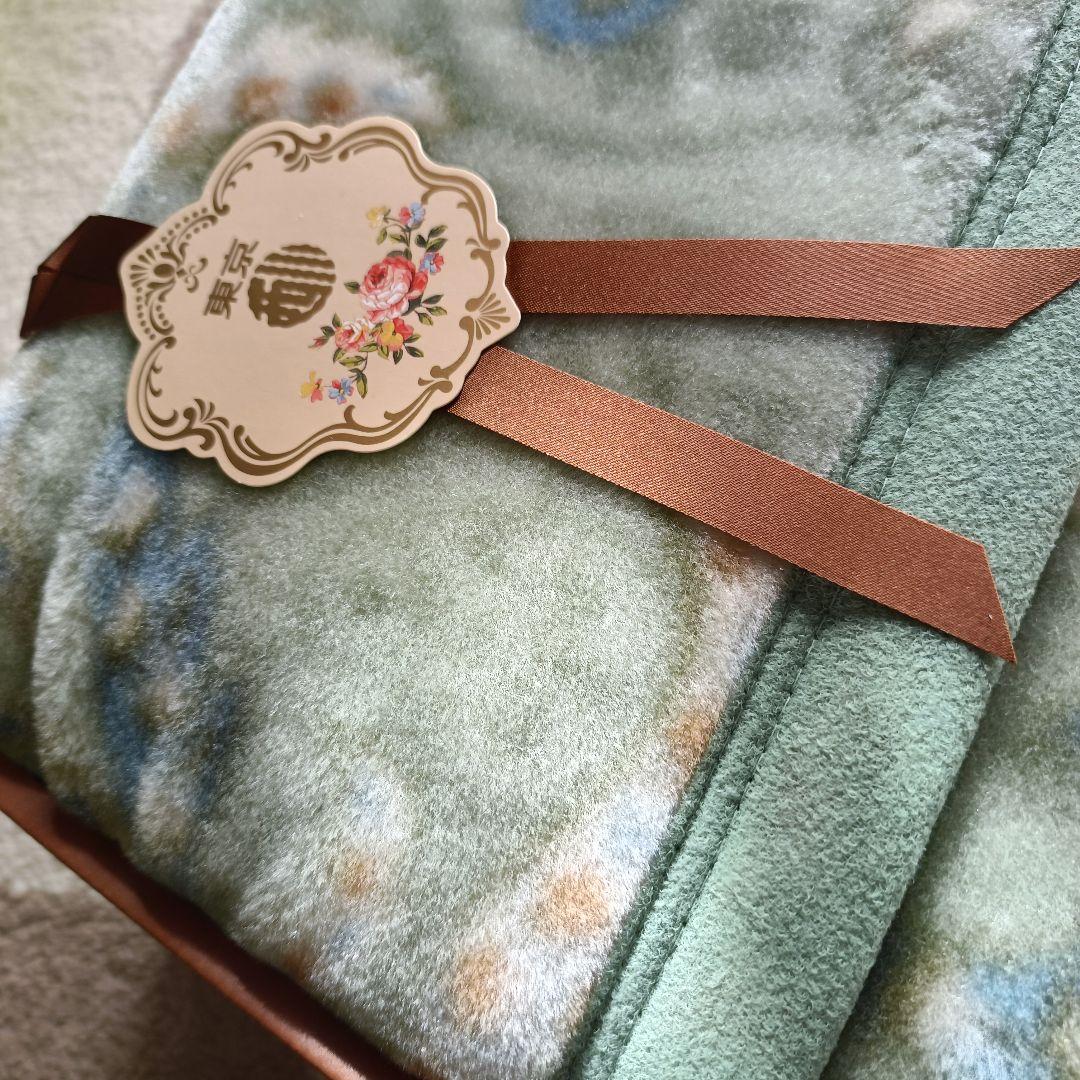 西川　日本製　特選ギフト　ミンクタッチ　ニューマイヤー毛布　緑色　新品箱入り