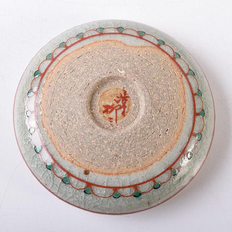 渋草焼　竹洞舎　渋草陶窯　渋草柳三作　色絵花文　香合　共布共箱　V　7323