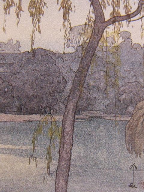 吉田博、池之端、希少な額装用画集より、新品高級額装付、状態良好