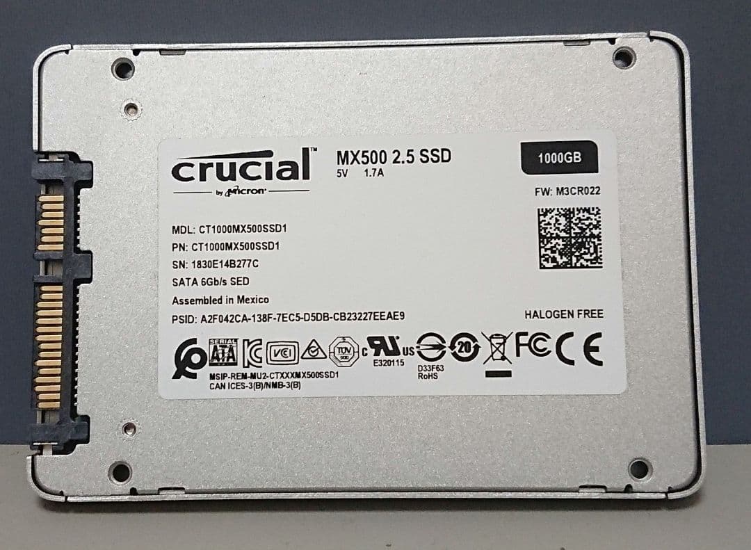 ■680時間 crucial MX500 1TB 1000GB 2.5 SSD