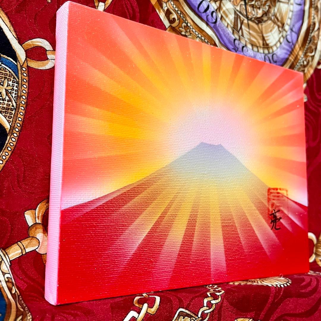 【強力開運絵画】ダイヤモンド赤富士 商売繁盛仕事運金運子宝安産 F0サイズ