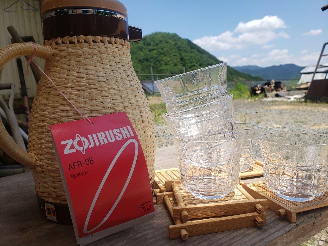 新品未使用　ZOJIRUSHI　藤ポットグラスセット