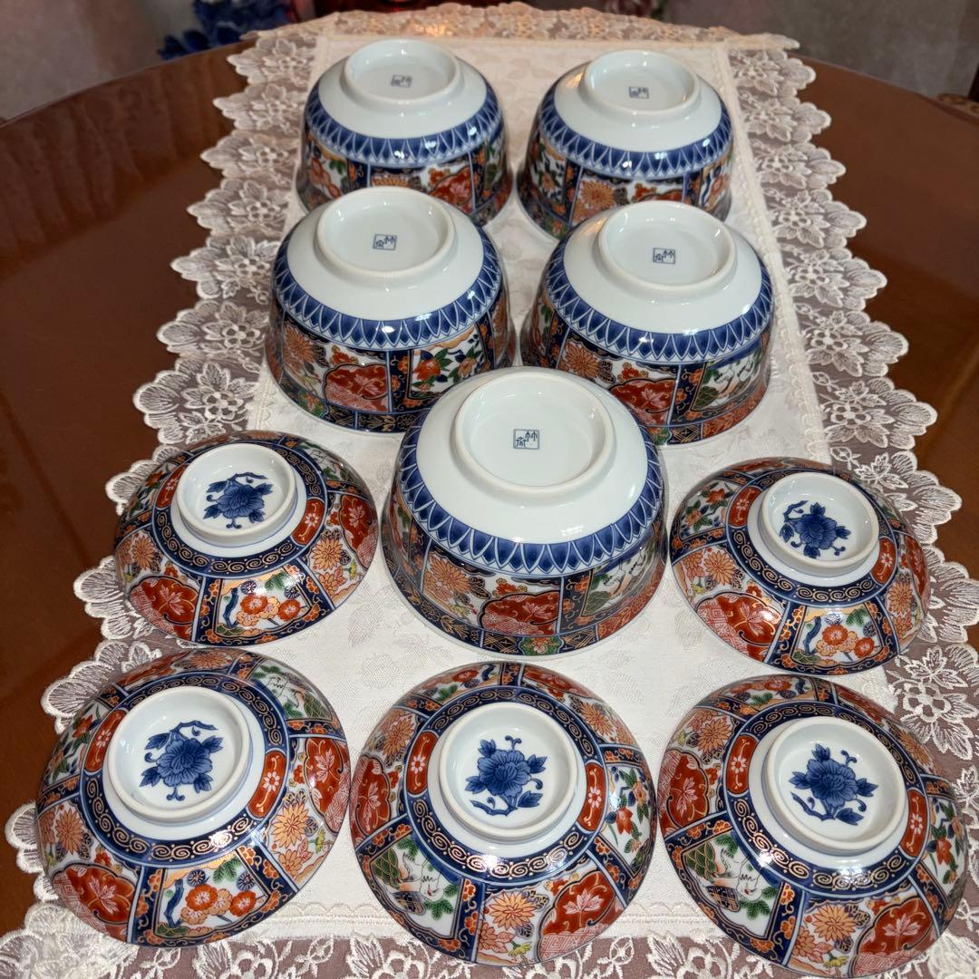 有田焼　林斎　金彩　古伊万里　蓋付小どんぶり　雑煮碗　5客セット　未使用