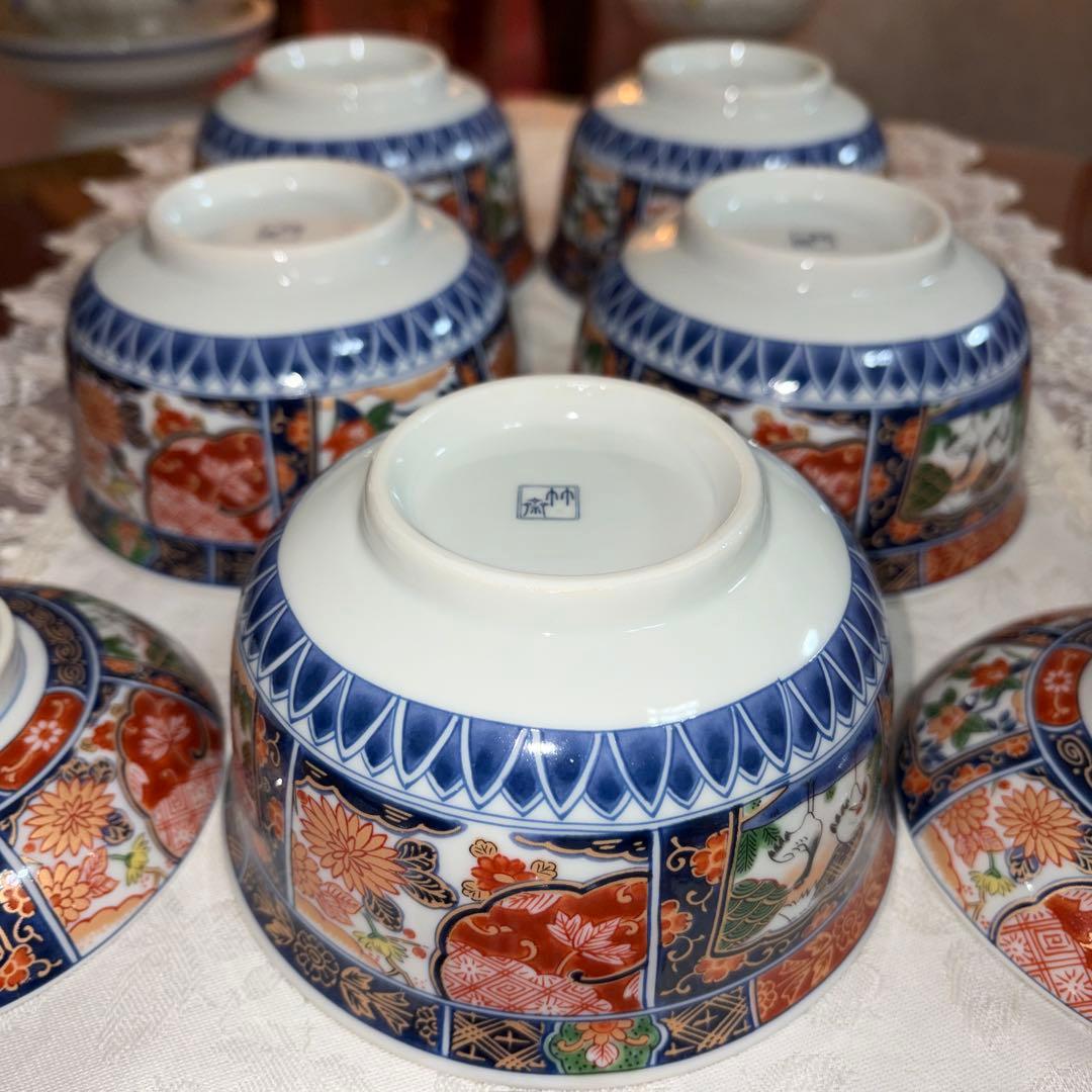 有田焼　林斎　金彩　古伊万里　蓋付小どんぶり　雑煮碗　5客セット　未使用