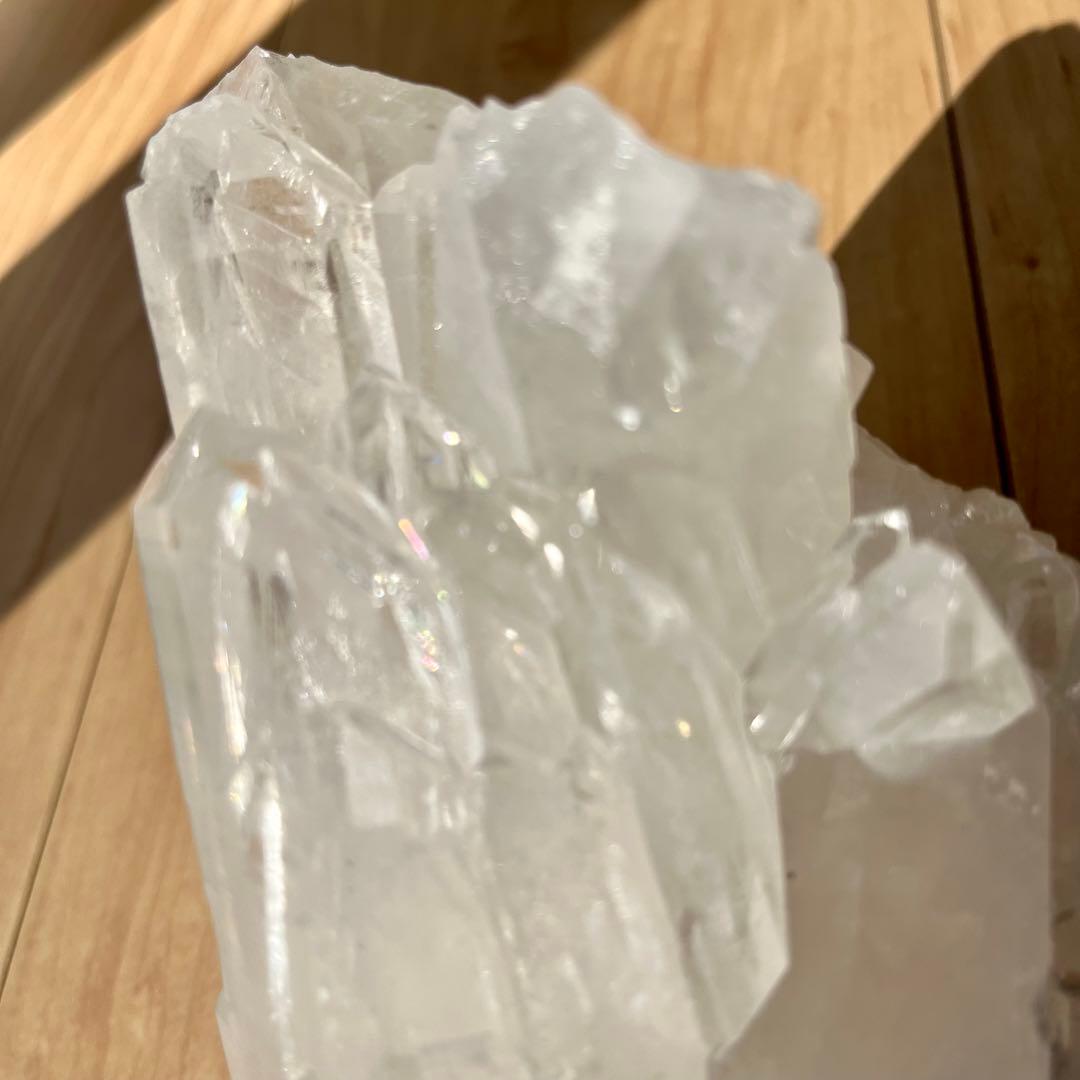 アーカンソー水晶　クラスター　原石　虹入り　大型約1.1キロ　希少