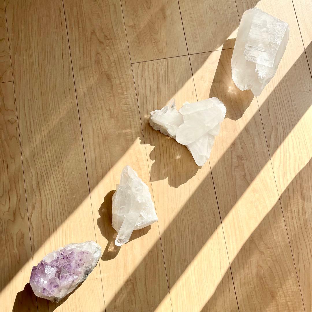 アーカンソー水晶　クラスター　原石　虹入り　大型約1.1キロ　希少