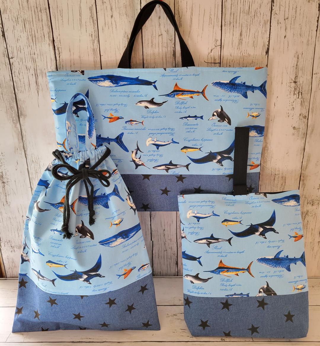 早割りセール入園入学セット 海 レッスンバッグ 体操服袋 ハンドメイド