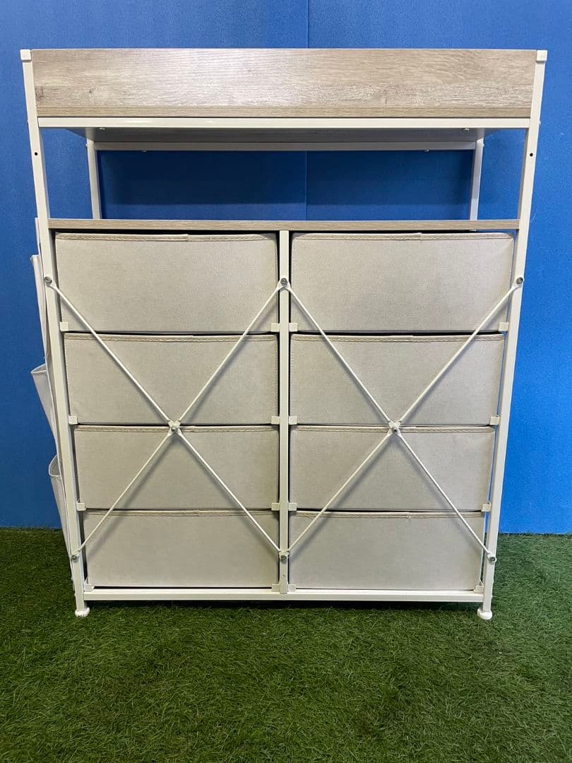 REA 2段棚 収納チェスト オークホワイト