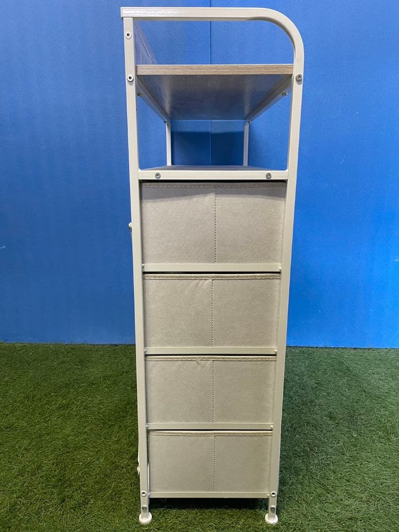 REA 2段棚 収納チェスト オークホワイト