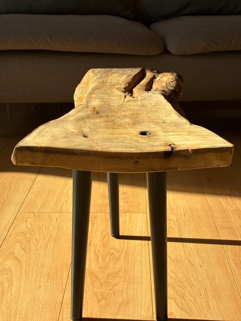 【希少】国産 黒柿（くろがき）無垢一枚板 サイドテーブル（訳あり）