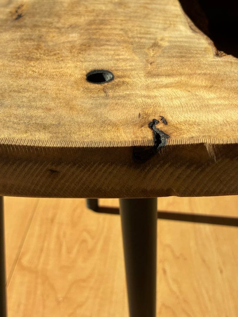 【希少】国産 黒柿（くろがき）無垢一枚板 サイドテーブル（訳あり）