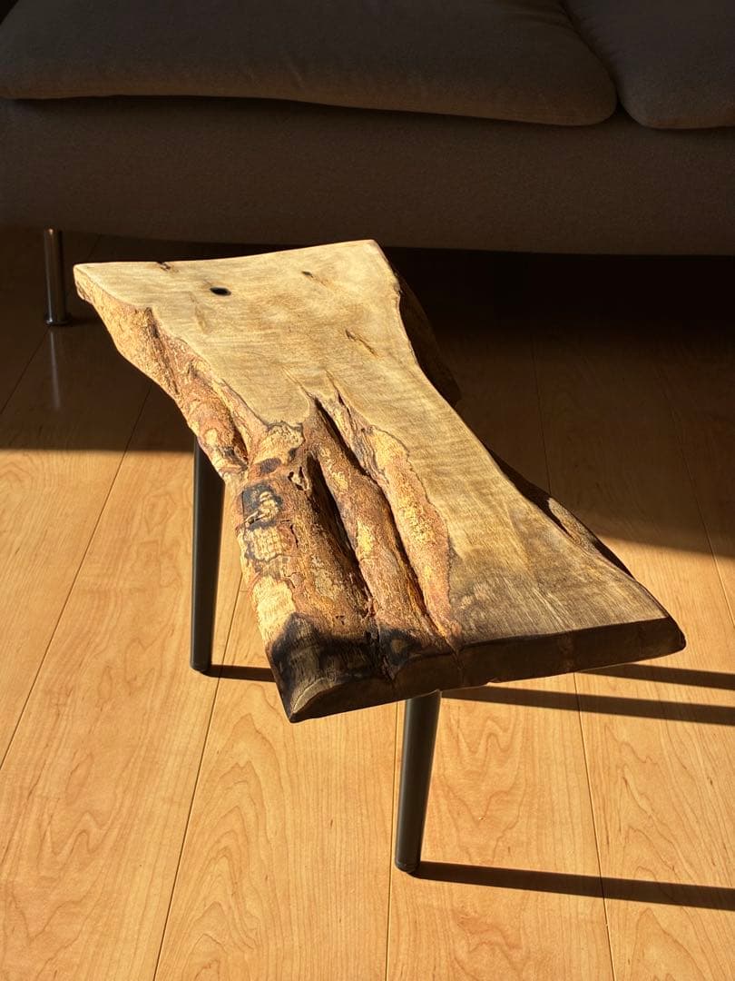 【希少】国産 黒柿（くろがき）無垢一枚板 サイドテーブル（訳あり）