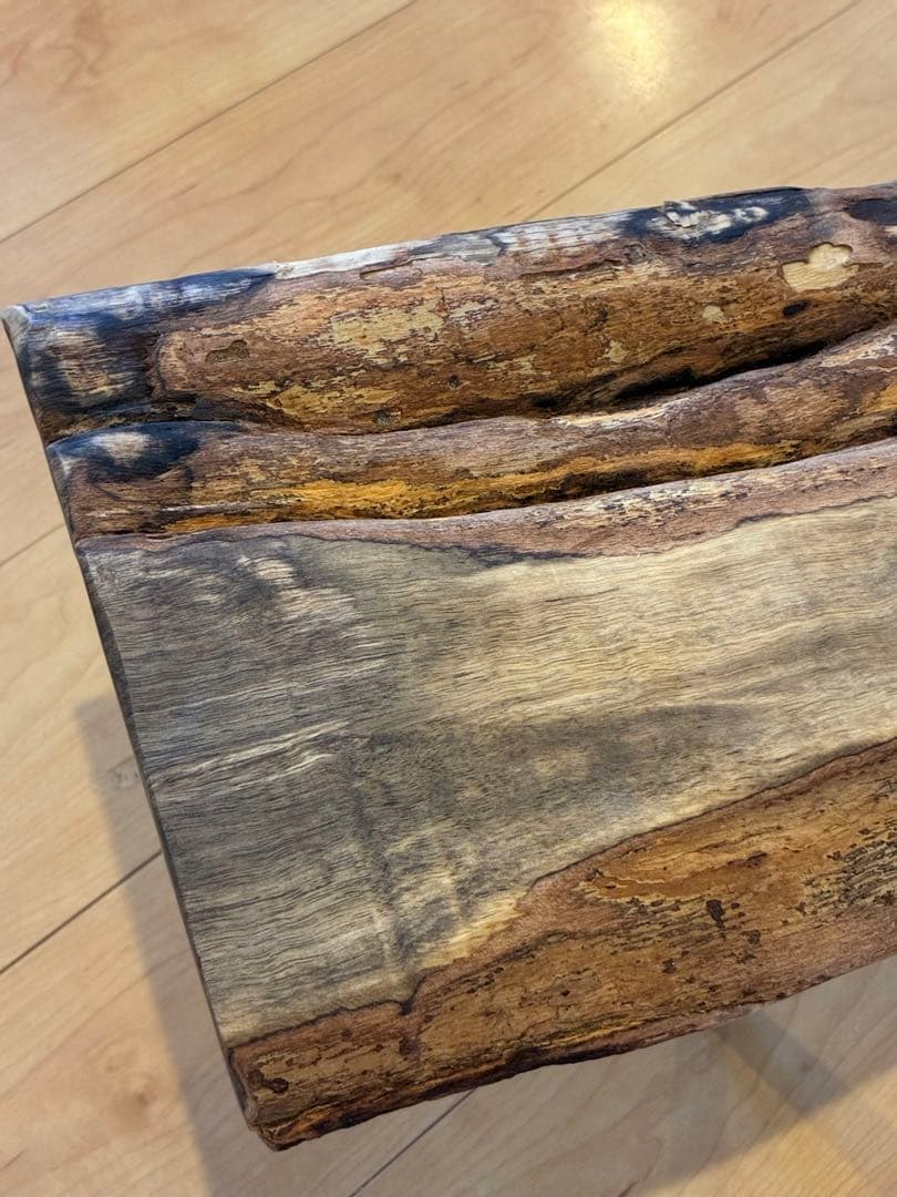 【希少】国産 黒柿（くろがき）無垢一枚板 サイドテーブル（訳あり）