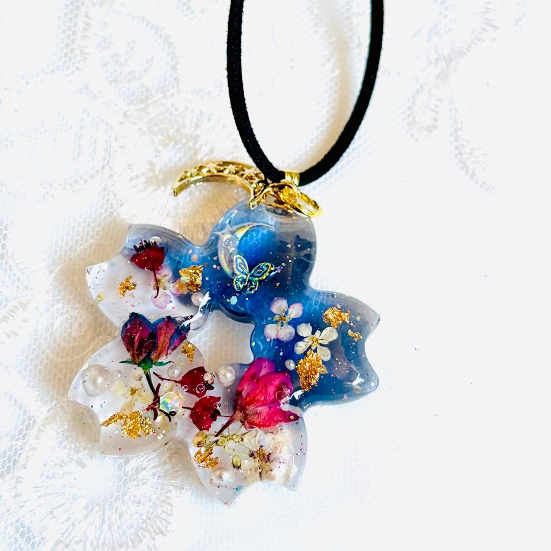 No.2091★ハンドメイド★花時計♡フラワーレジンネックレス