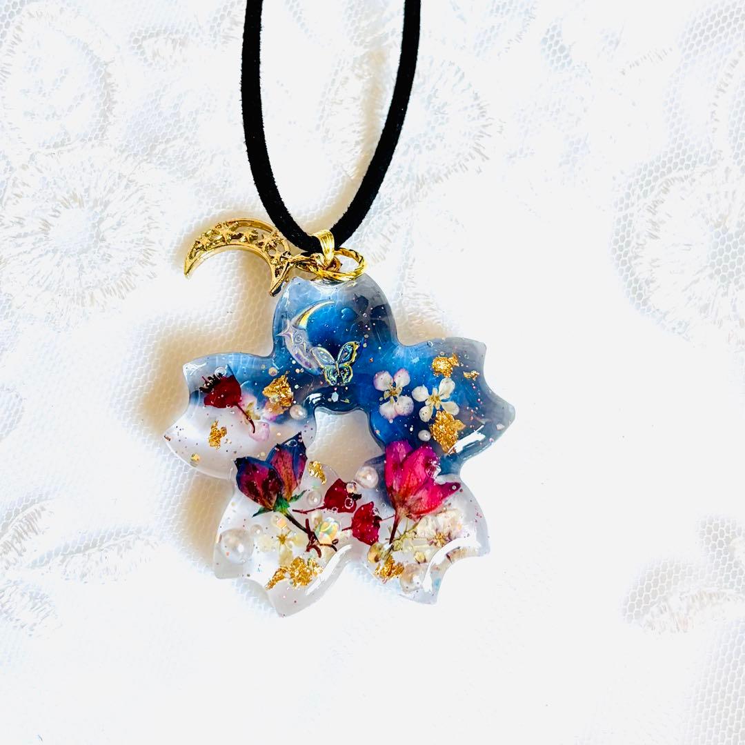 No.2091★ハンドメイド★花時計♡フラワーレジンネックレス