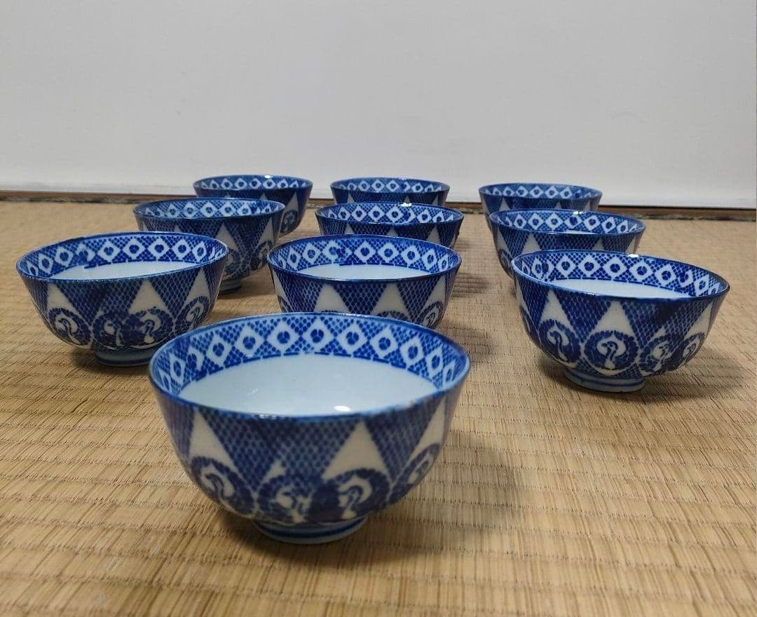 青海波 文様飯碗 10個セット