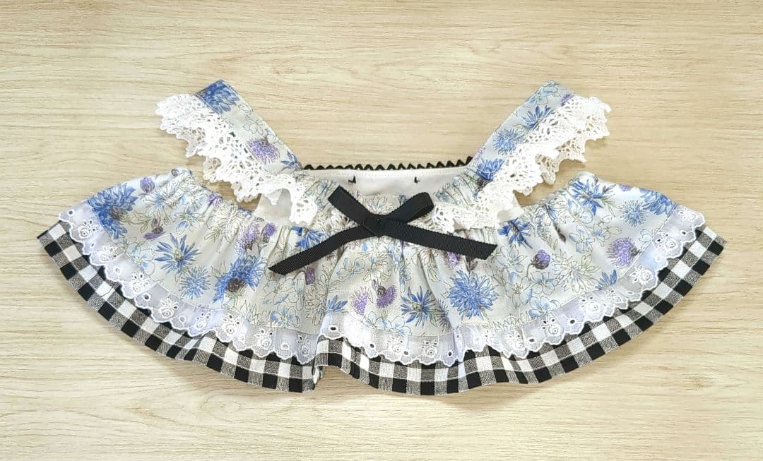 LOVOT❋ラボット服ハンドメイド❋ブルーお花のワンピース(リボン2個付き)❋