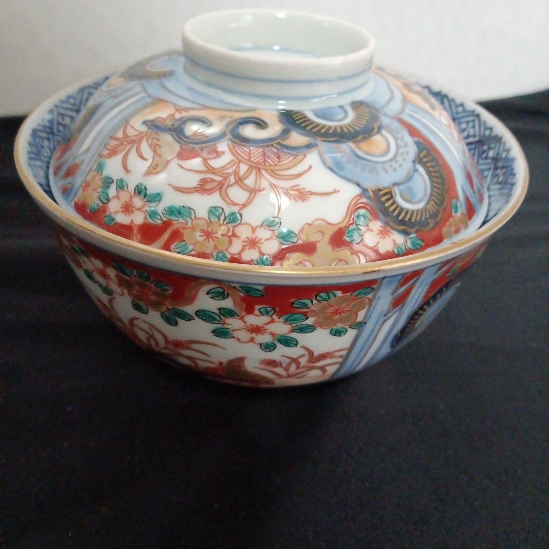 古伊万里　蓋つき茶碗