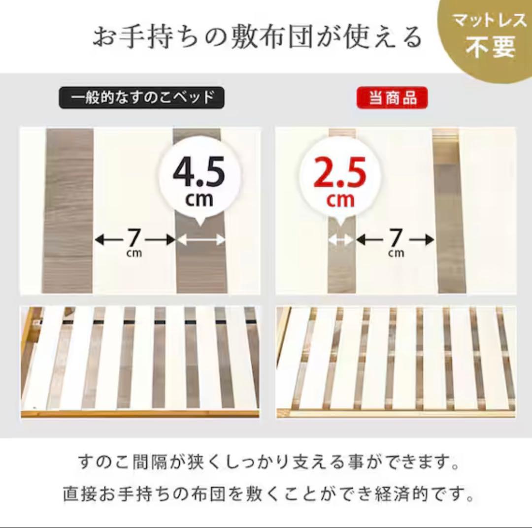 宮付きすのこ ベッドシングル 3段階調整