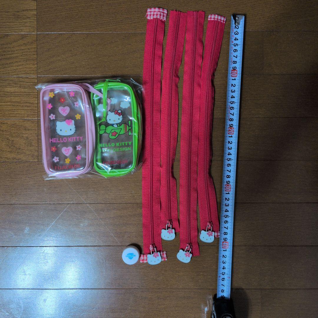 キティ 非売品ポーチ キティ非売品ファスナー キティチャームリメイク品 花キティ