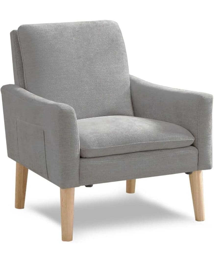 マイクロポケットコイルソファ収納ポケット付き1人掛けグレー