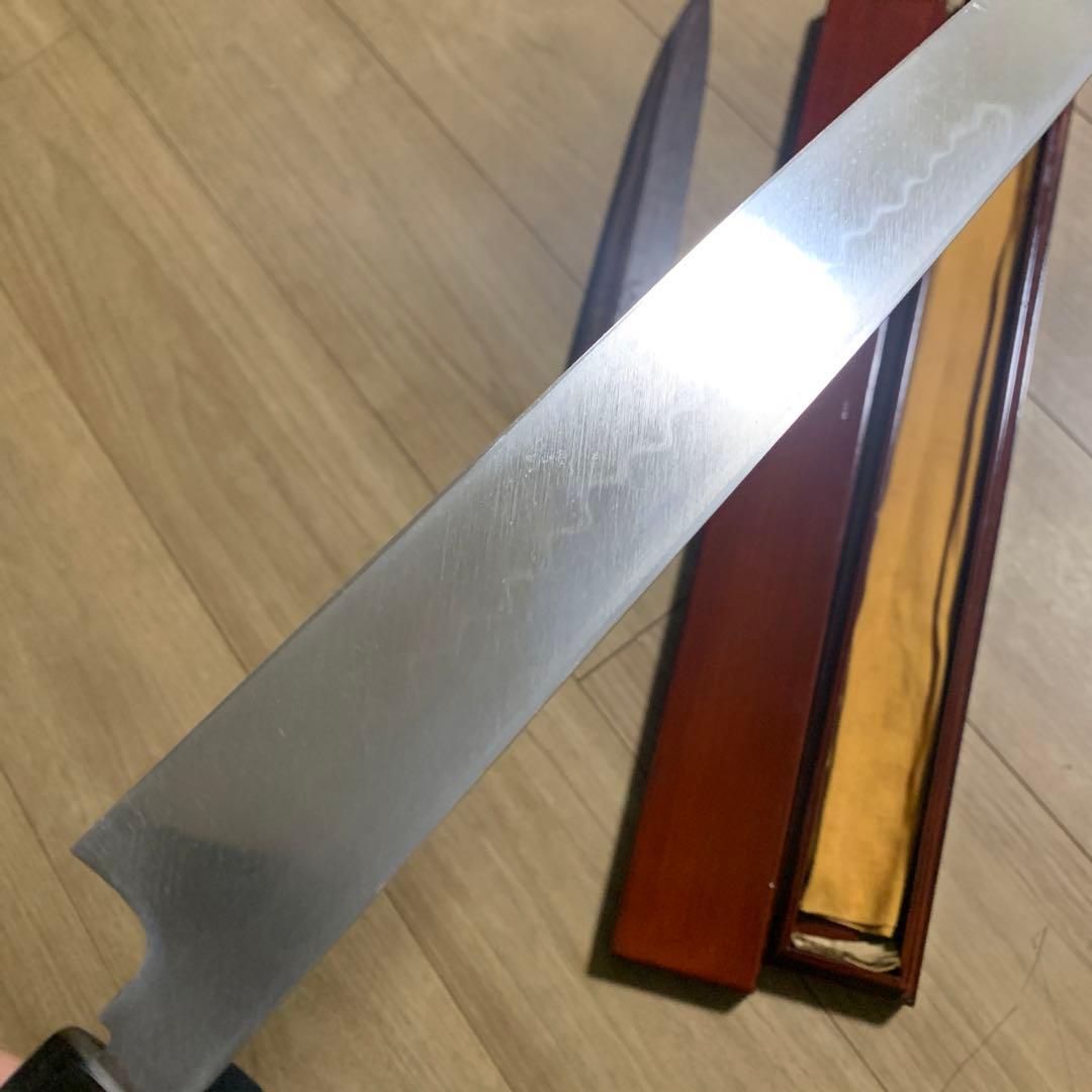 不動國行　玄海正国　水本焼き　柳　包丁　360 尺2 漆桐箱　黒檀鞘黒檀柄