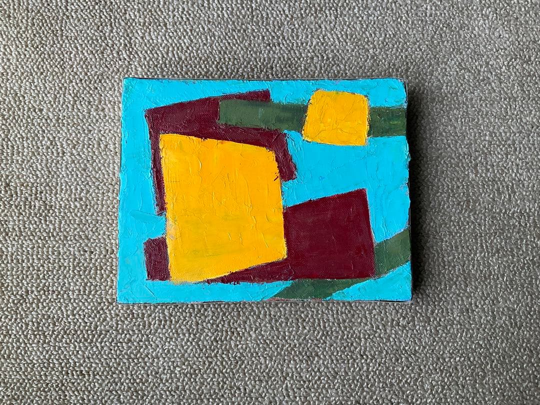 【清水義光作品】　油絵　抽象画　絵画　No.1 横18cm×縦14cm