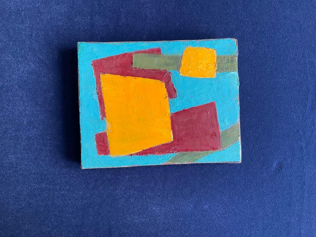 【清水義光作品】　油絵　抽象画　絵画　No.1 横18cm×縦14cm