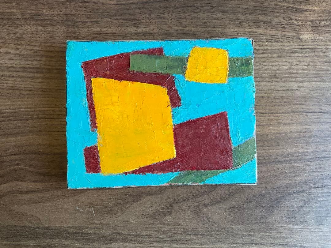 【清水義光作品】　油絵　抽象画　絵画　No.1 横18cm×縦14cm