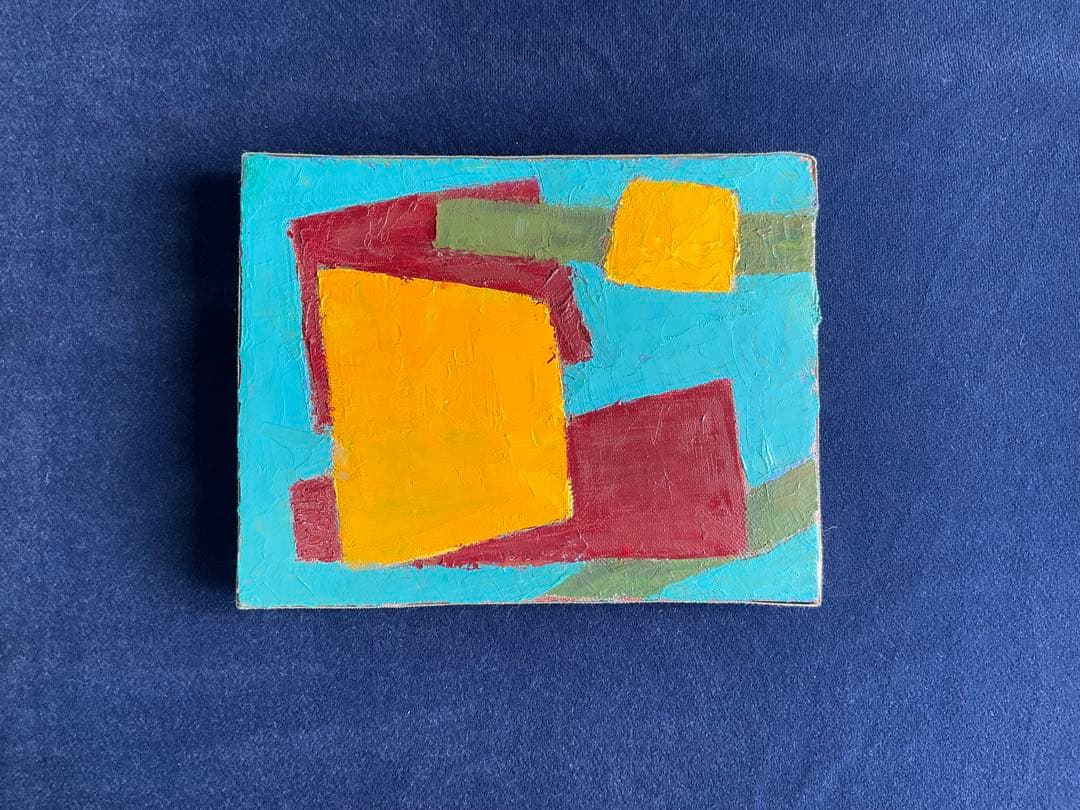 【清水義光作品】　油絵　抽象画　絵画　No.1 横18cm×縦14cm