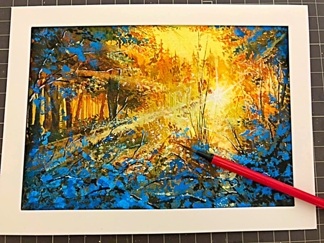 水彩画　風景画　原画　光 絵画 イラスト