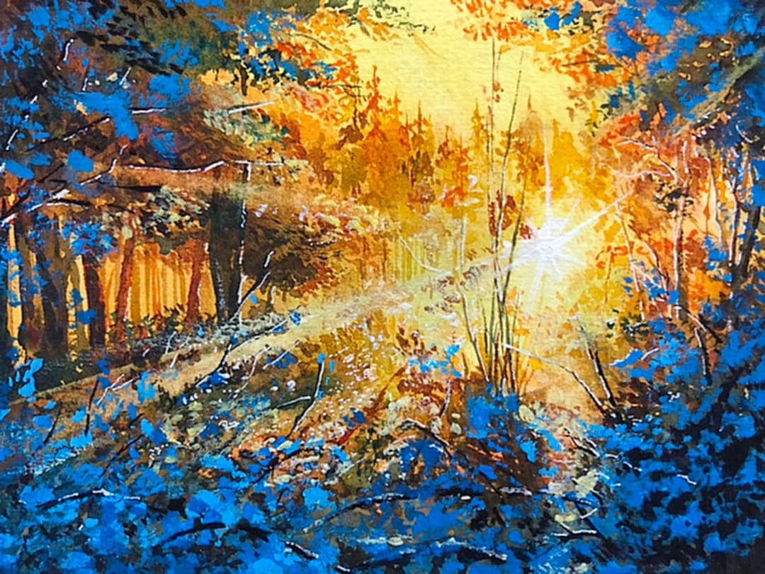 水彩画　風景画　原画　光 絵画 イラスト