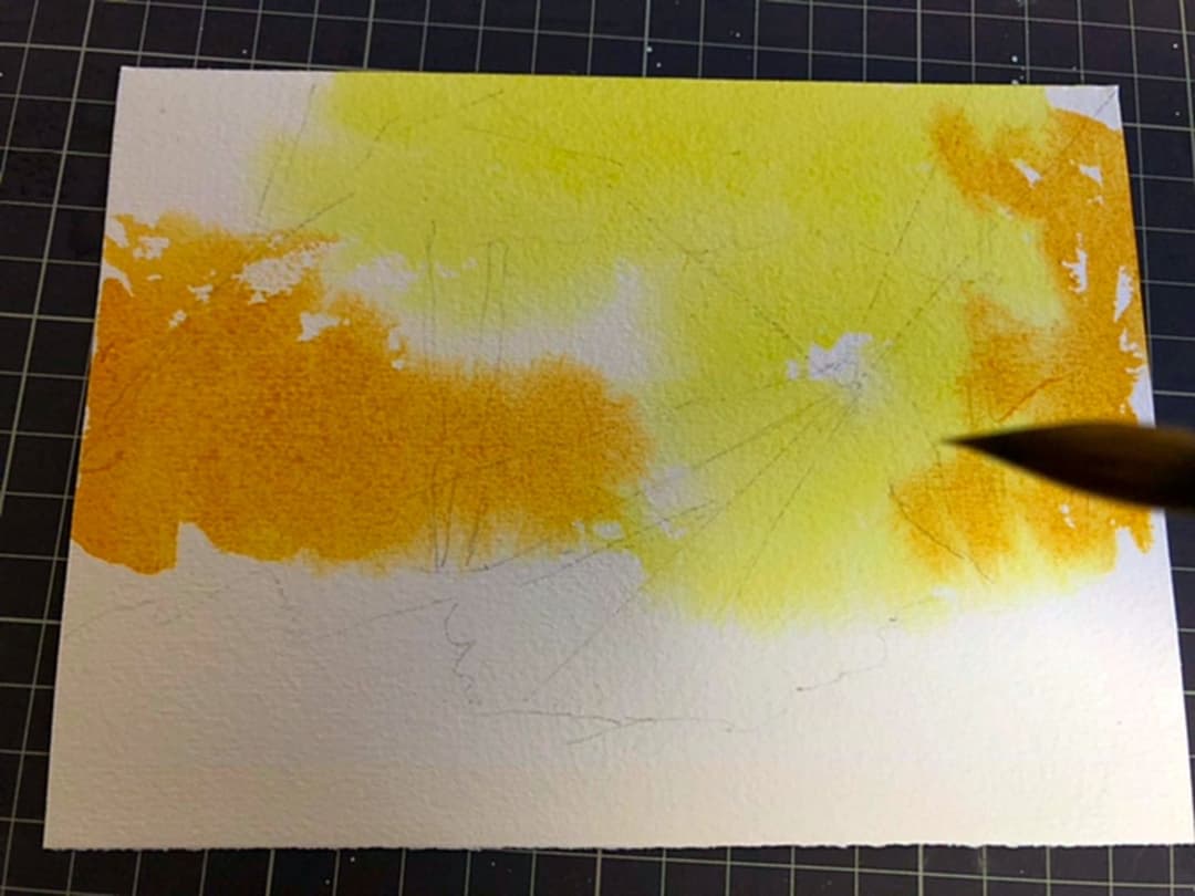 水彩画　風景画　原画　光 絵画 イラスト