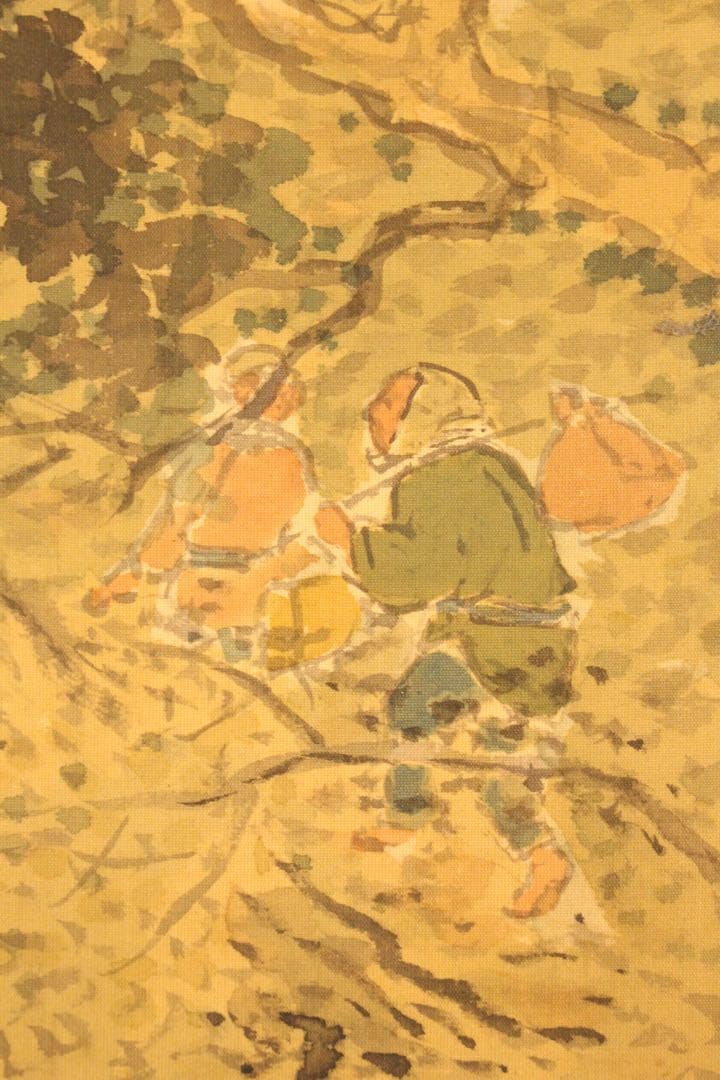 No5898掛軸　在印　中居曠谷　夏の瀧図　絹本　共箱　日本画　古美術　送料無料