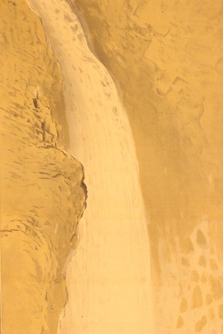 No5898掛軸　在印　中居曠谷　夏の瀧図　絹本　共箱　日本画　古美術　送料無料